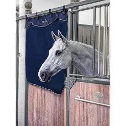 Equiline Stalgordijn Wave Kort 120X130 -Equestrian Supply Store 121mf03023 equiline short stable curtain navy