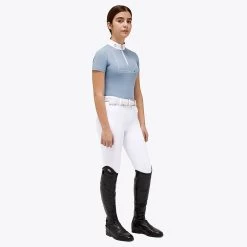 Cavalleria Toscana Wedstrijdshirt Dash | Rits | Korte Mouw | Meisjes -Equestrian Supply Store 23SSP POA090 JE152 7C00 120copia