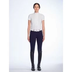 Cavalleria Toscana Wedstrijdshirt Pleated Jersey | Korte Mouw | Dames -Equestrian Supply Store CAD153 JE022 0001 0290 1