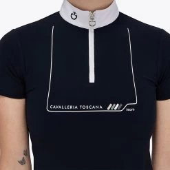 Cavalleria Toscana Wedstrijdshirt Dash | Rits | Korte Mouw | Meisjes -Equestrian Supply Store POA090 JE152 7901 188220 4