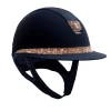Samshield Miss Shield Shadowmatt Blauw / Top Alcantara Blauw / Frontal Band Crystal Fabric Pink Gold / Trim Mat Blauw + 5 Swarovski Vintage Rose/ Blazon Crystal Fabric Pink Gold -Equestrian Supply Store SHB2E1K13C32B130