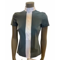 Cavalleria Toscana Wedstrijdshirt Pleated Jersey | Korte Mouw | Dames -Equestrian Supply Store ct wedstrijdshirt petrol