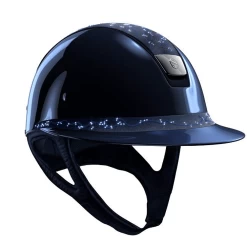 SAMSHIELD MISS SHIELD GLOSS BLAUW / TOP CRYSTAL LEAF BLAUW / FRONTALBAND CRYSTAL LEAF BLAUW / TRIM MAT BLAUW / BLAZON CHROME ZWART